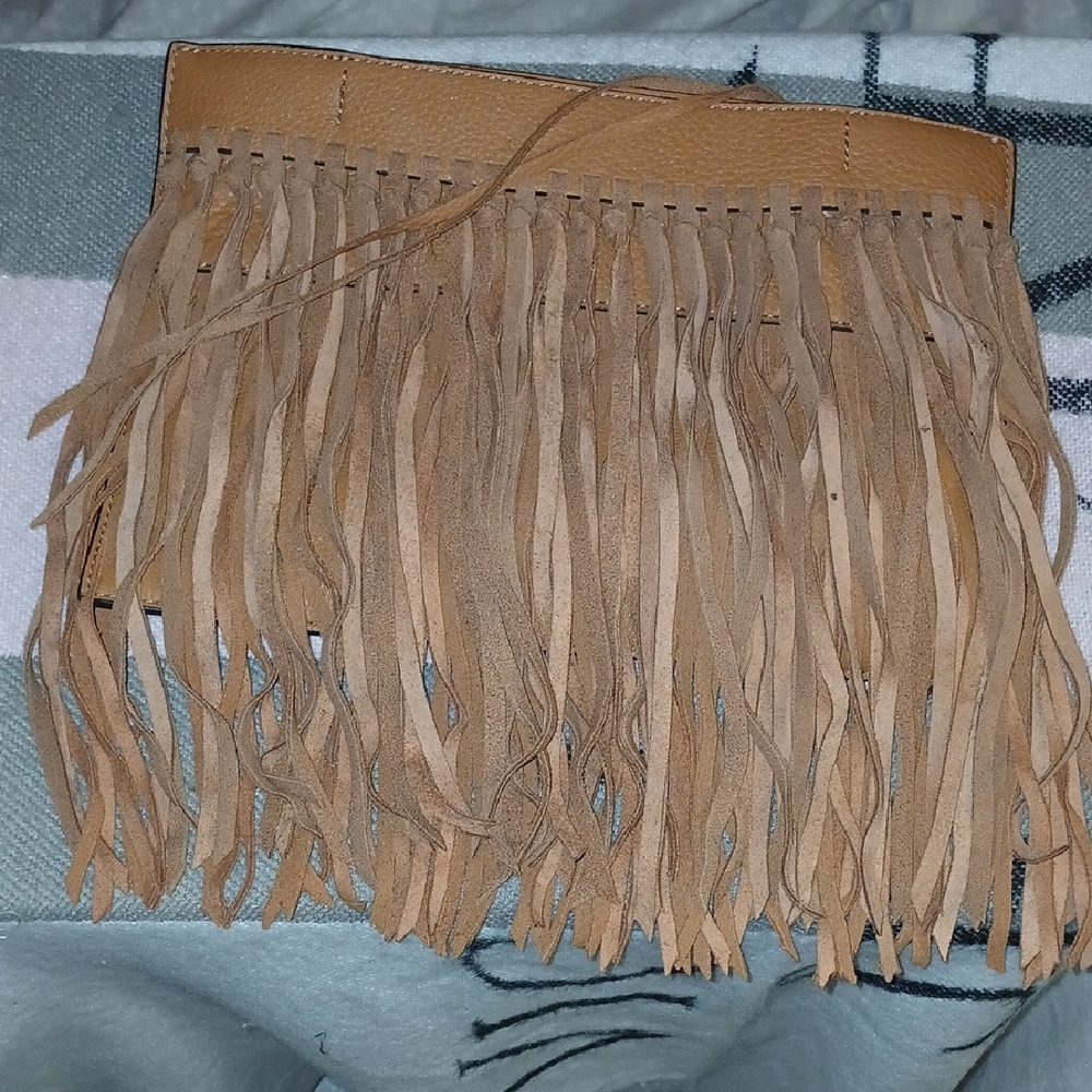 Rebecca Minkoff Tan Fringe Leather Clutch